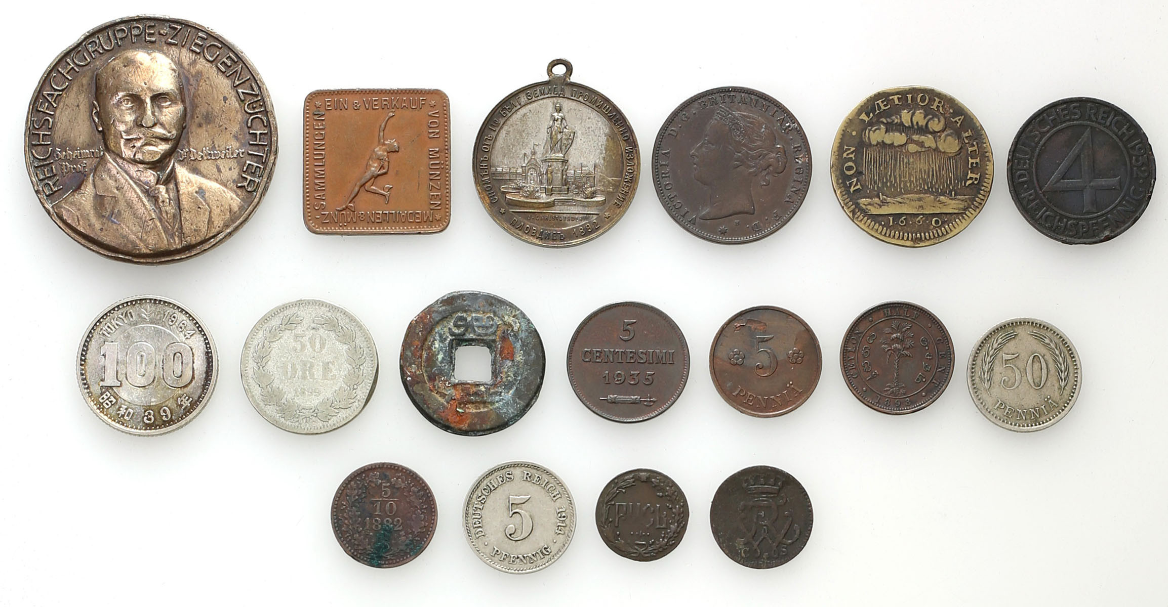 Świat - Niemcy, Szwecja, Japonia, San Marino, Rosja, Finlandia, monety, medale, zestaw 17 sztuk